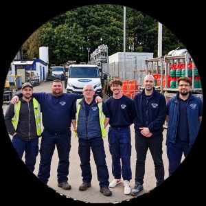 AberGas driving team standing in the depot yard